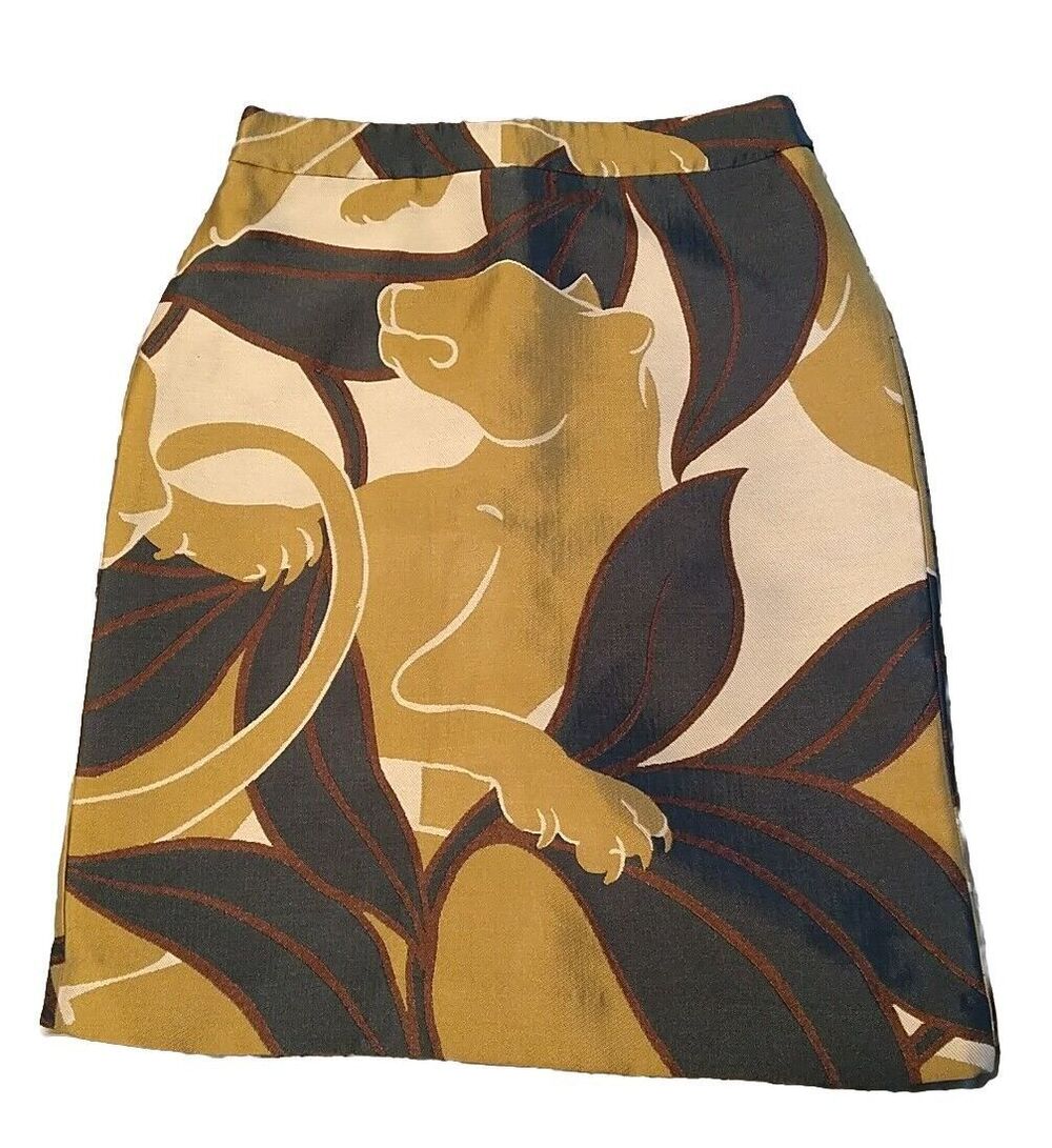 Ann Taylor Jaguar Floral Jacquard Pencil Skirt Career Office Business Chic S 2